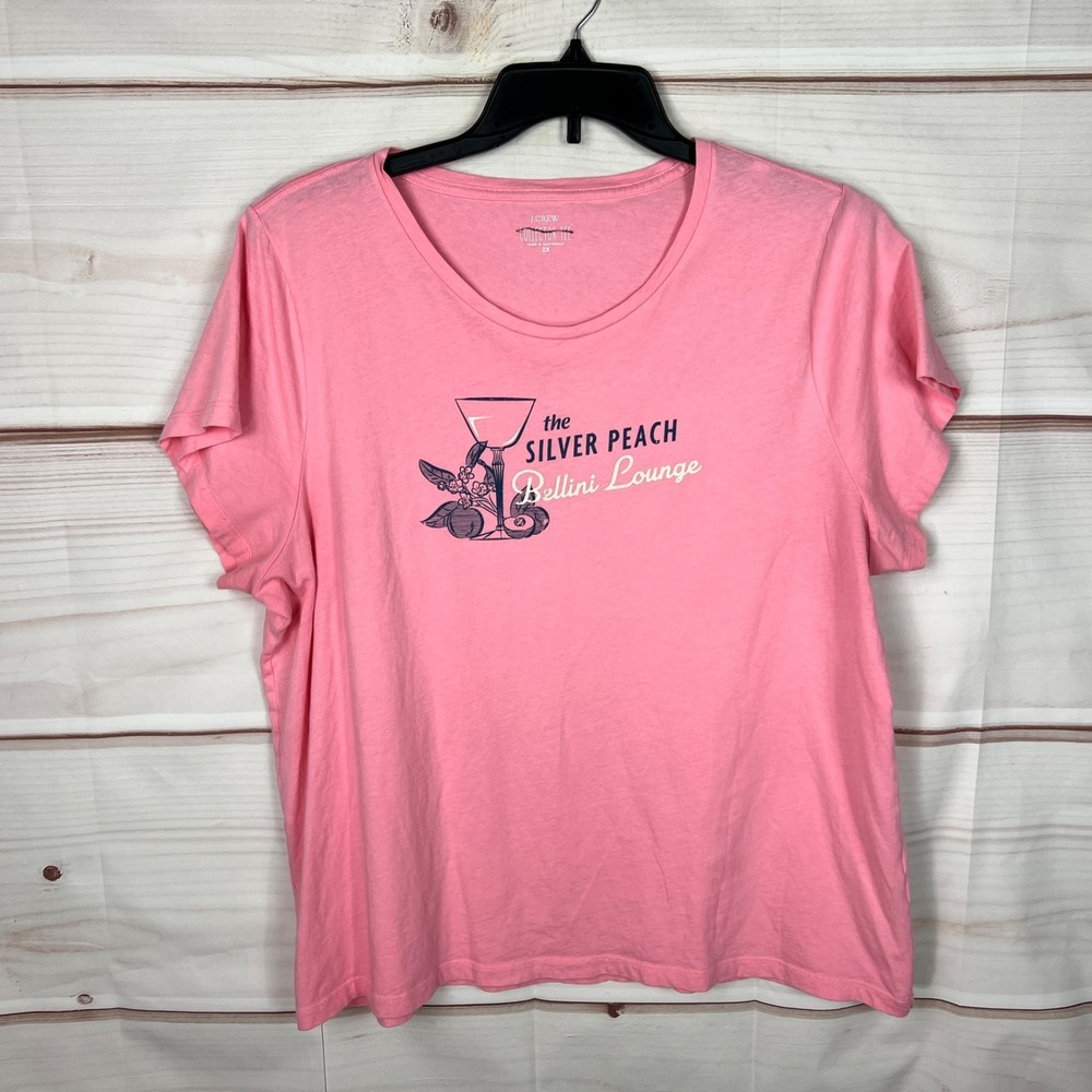 J Crew Top Womens 2X Pink Collector Tee Bellini Graphic Short Sleeve Cotton
